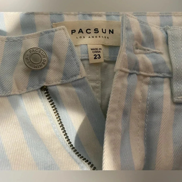 PacSun Blue White Striped denim skirt rough hem Size 23 - Picture 4 of 8